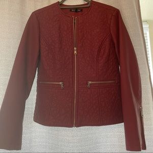 faux leather dark red jacket S